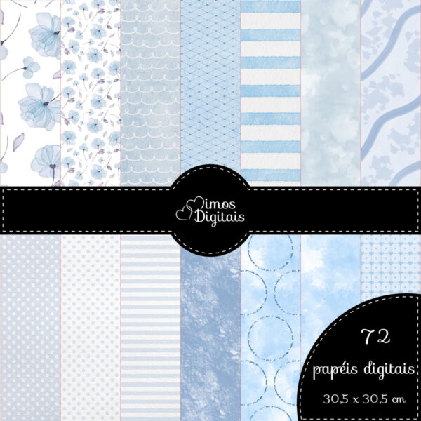 Kit Digital Aquarela Azul - Imagem 2