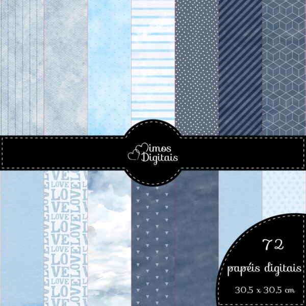 Kit Digital Aquarela Azul - Imagem 5