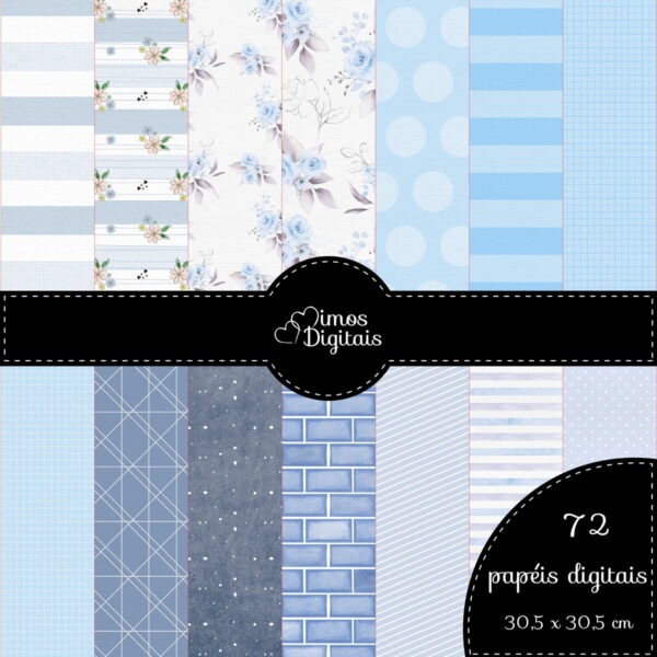 Kit Digital Aquarela Azul - Imagem 4