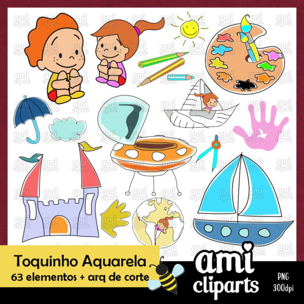 Kit Digital Aquarela Toquinho + Arquivo de Corte