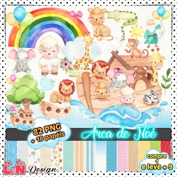 Kit Digital Arca de Noé Aquarela