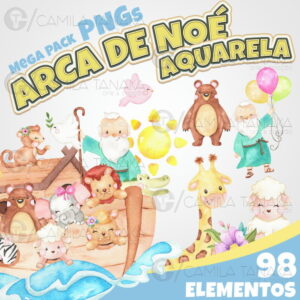 Kit Digital Arca de Noé Aquarela (pague 1 Leve 3)