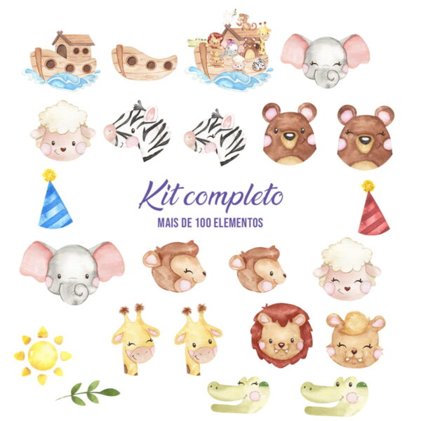KIT DIGITAL ARCA DE NOÉ AQUARELA - Imagem 2