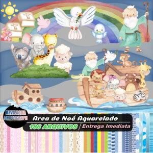 kit Digital Arca de Noé Aquarelado