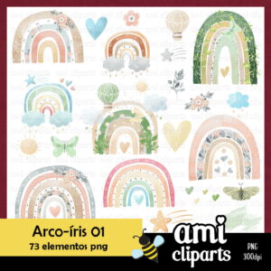 Kit Digital Arco Iris Aquarela