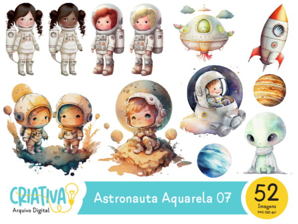 Kit Digital - Astronauta Aquarela 07