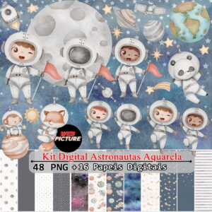 Kit Digital Astronauta Aquarela