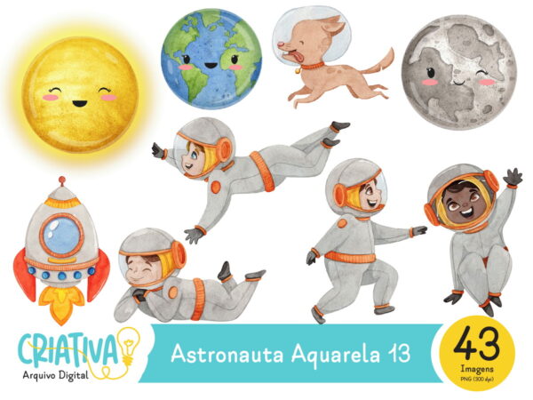 Kit Digital - Astronauta Aquarela 13