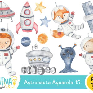 Kit Digital - Astronauta Aquarela 15