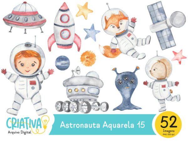 Kit Digital - Astronauta Aquarela 15
