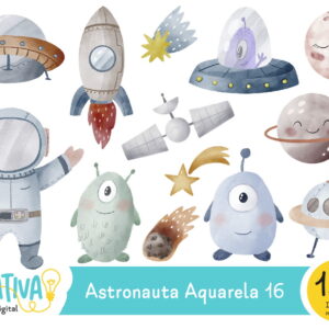 Kit Digital - Astronauta Aquarela 16