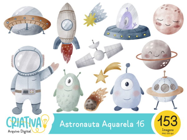 Kit Digital - Astronauta Aquarela 16