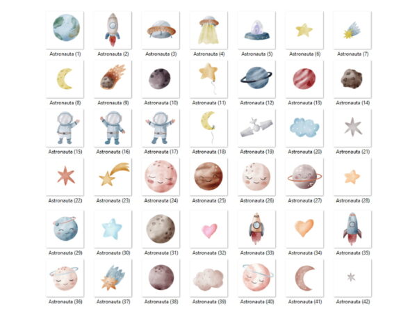 Kit Digital - Astronauta Aquarela 16 - Imagem 2