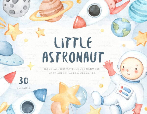 Kit digital Astronauta aquarela