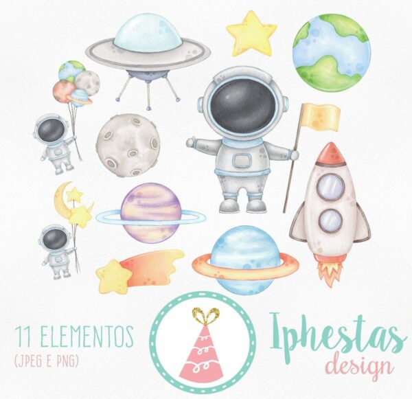 Kit Digital - Astronauta Aquarela (pague 1 e Leve 3)