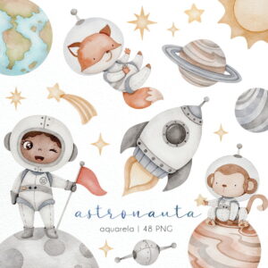 Kit Digital Astronauta Aquarela