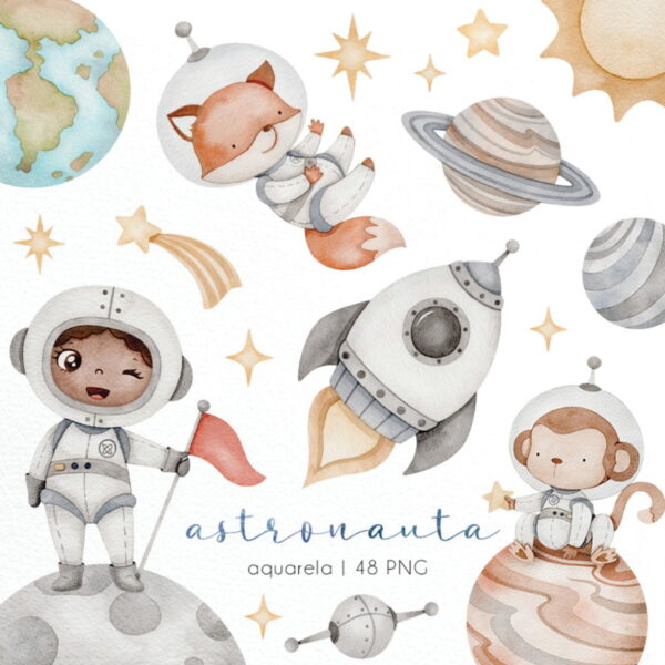 Kit Digital Astronauta Aquarela