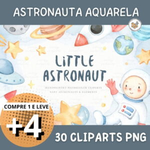 Kit Digital Astronauta Aquarela - Little Astronaut (every-s)