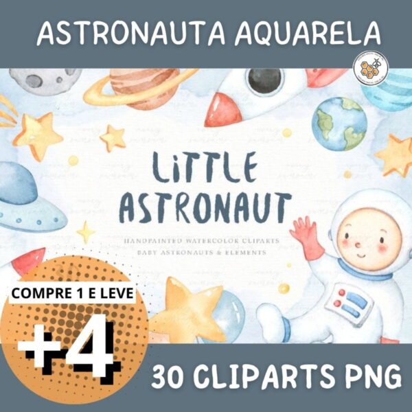 Kit Digital Astronauta Aquarela - Little Astronaut (every-s)