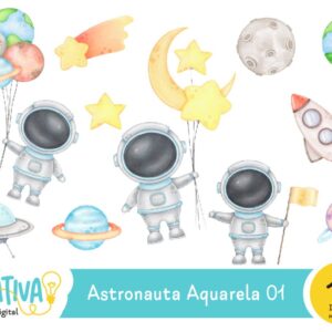 Kit Digital - Astronauta Aquarela 01