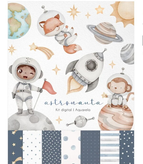 Kit Digital Astronauta Aquarela