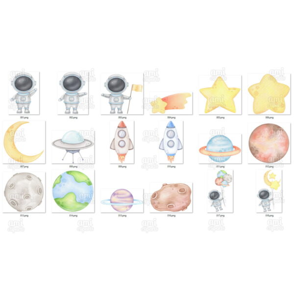 Kit Digital Astronautas Aquarela - Image 2