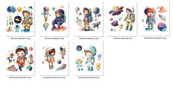 Kit Digital Astronautas Aquarela - Imagem 3