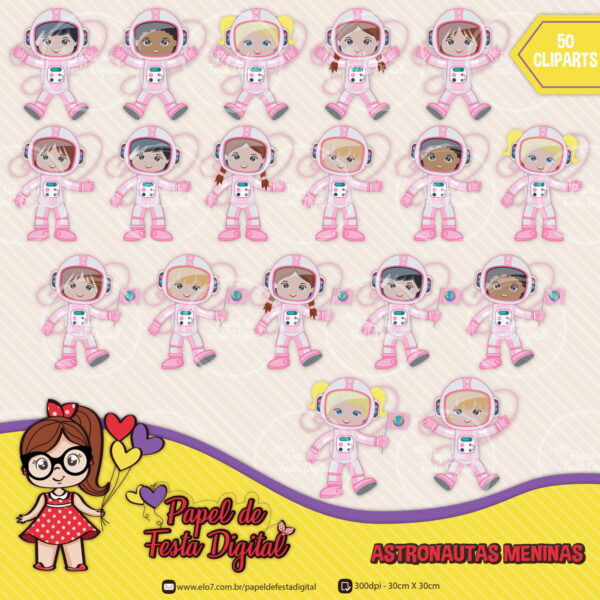 Kit Digital Astronautas Meninas - Imagem 2