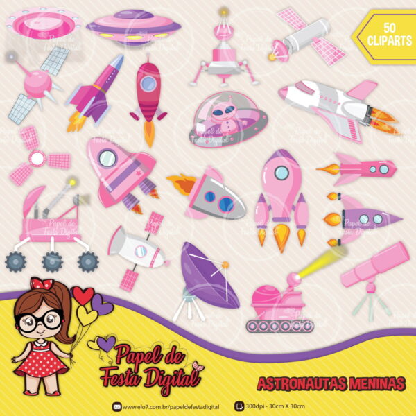 Kit Digital Astronautas Meninas - Imagem 3
