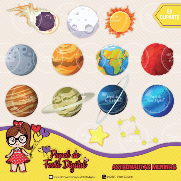 Kit Digital Astronautas Meninas - Imagem 4