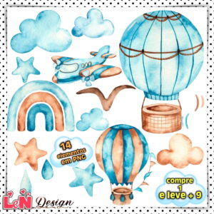 Kit Digital Aviador Aquarela