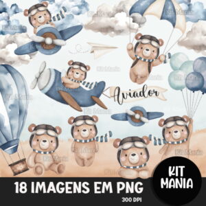 Kit Digital Aviador Aquarela