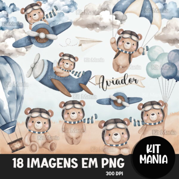 Kit Digital Aviador Aquarela