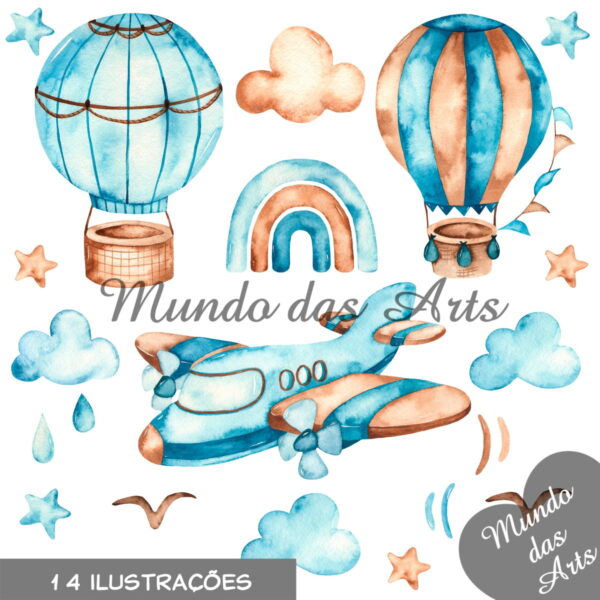 Kit Digital Aviador Aquarela + 2 Kits de Brinde!!!