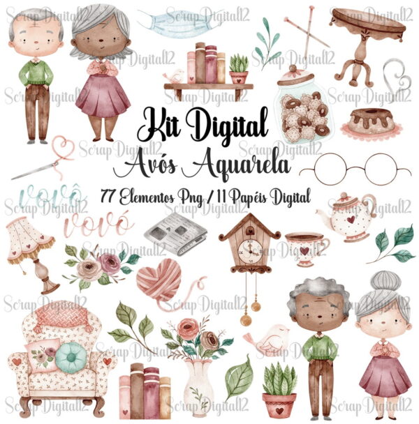 Kit Digital - Avós Aquarela