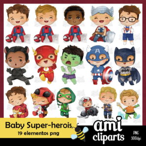 Kit Digital Baby Super Herois Aquarela