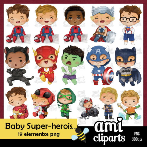 Kit Digital Baby Super Herois Aquarela