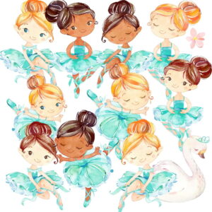 Kit Digital Bailarinas Aquarela Azul 636