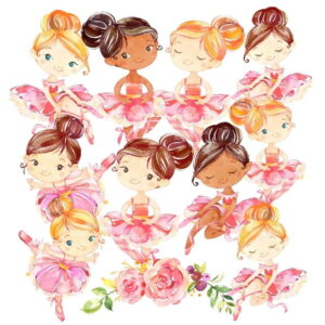 Kit Digital Bailarinas Aquarela Rosa 668