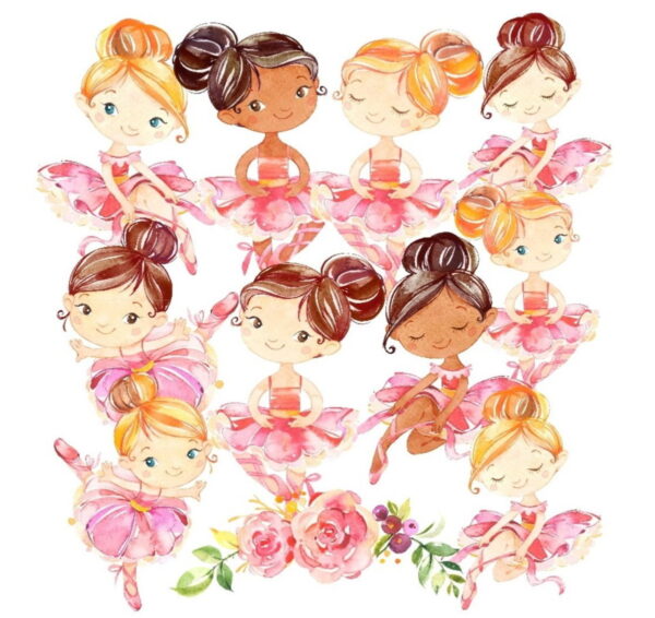 Kit Digital Bailarinas Aquarela Rosa 668