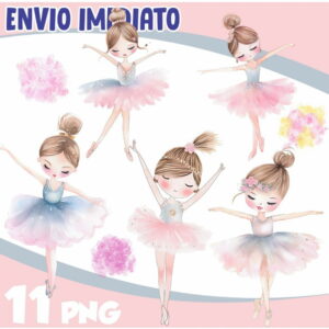 Kit Digital Bailarinas Cute Aquarela