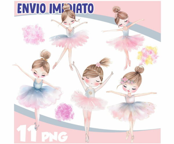 Kit Digital Bailarinas Cute Aquarela