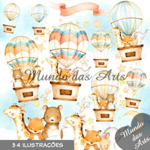 Kit Digital Balão Aquarela + 2 Kits de Brinde!!!