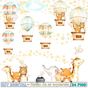 Kit Digital Balão de Ar Aquarela #02