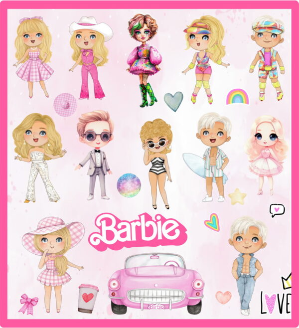 Kit Digital Barbie Cute Aquarela Barbie Fofinha Png