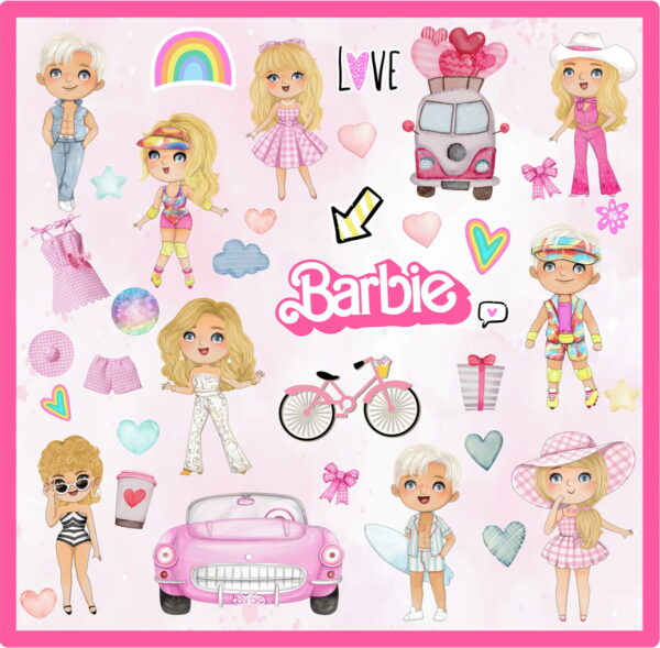 Kit Digital Barbie Cute Aquarela Barbie Fofinha Png - Image 2