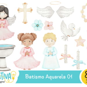 Kit Digital -batismo Aquarela 01