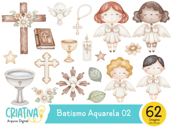 Kit Digital -batismo Aquarela 02