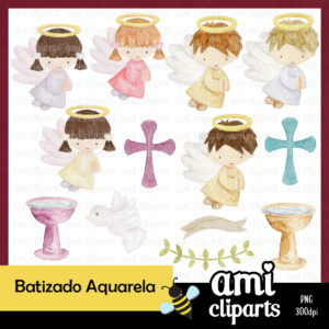 Kit Digital Batizado Aquarela