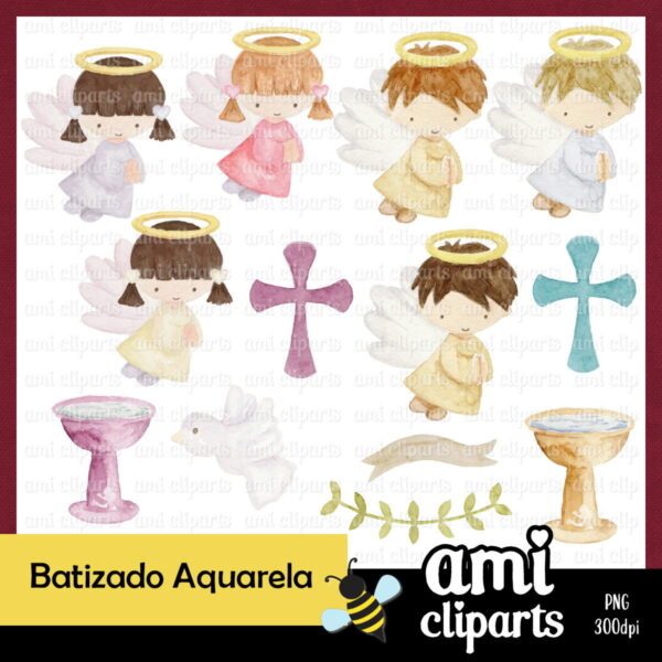 Kit Digital Batizado Aquarela